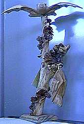 Double Bat In Tree Carving