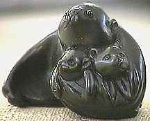 Mother and Baby Ironwood Netsuke