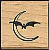 Bat With Moon Rubber Stamp
