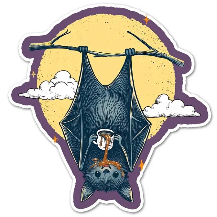 BatDrinkingCoffeeSticker