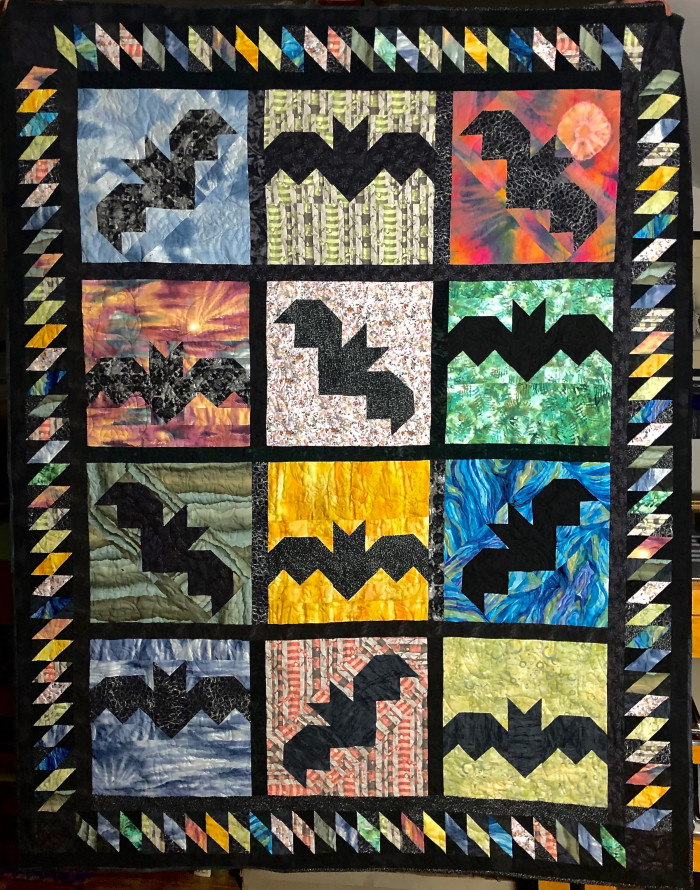 Bat Scramble Quilt 70 X 63 SOLD