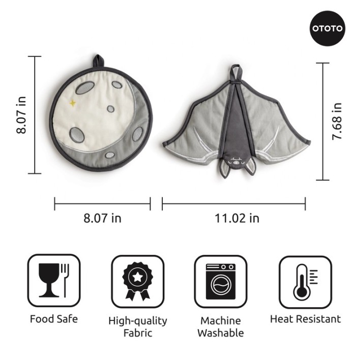 Batlicious Oven Mitt and Pot Holders Set