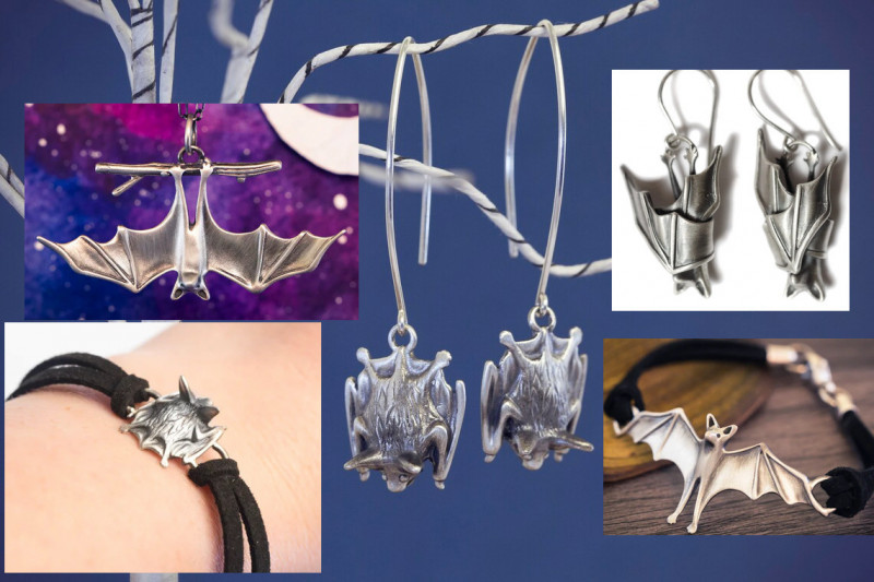 Beaming Brown Sterling Silver Bat Bracelet by Jessica Goodenbury