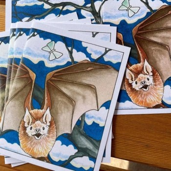 Big Brown Bat Wrap Around Blank Notecard