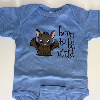 Born To Be Wild Bats Infant Onesie Carolina Blue Body Suit - Product Image