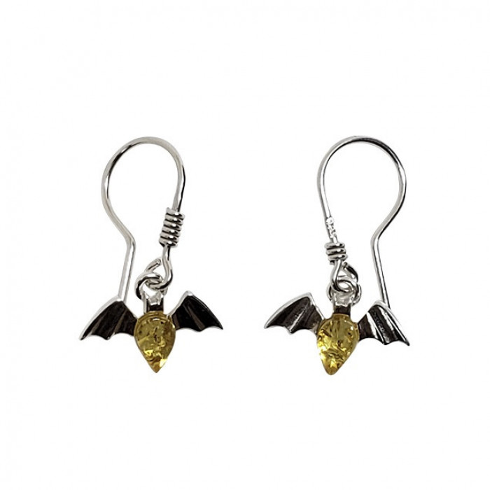 CitrineAmberSterlingSilverBatDangleEarrings