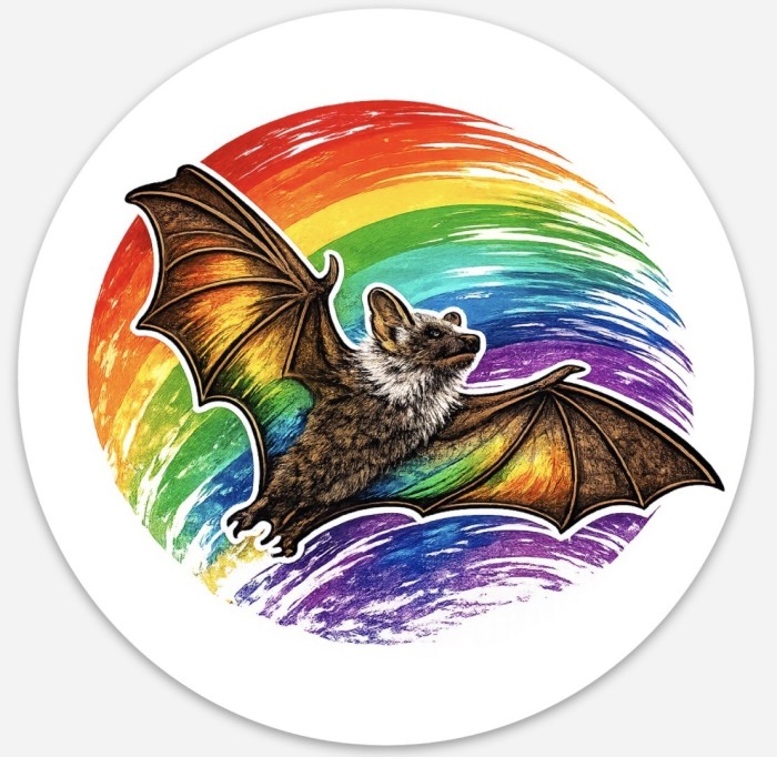 HawaiianHoaryBatFourInchCircleSticker