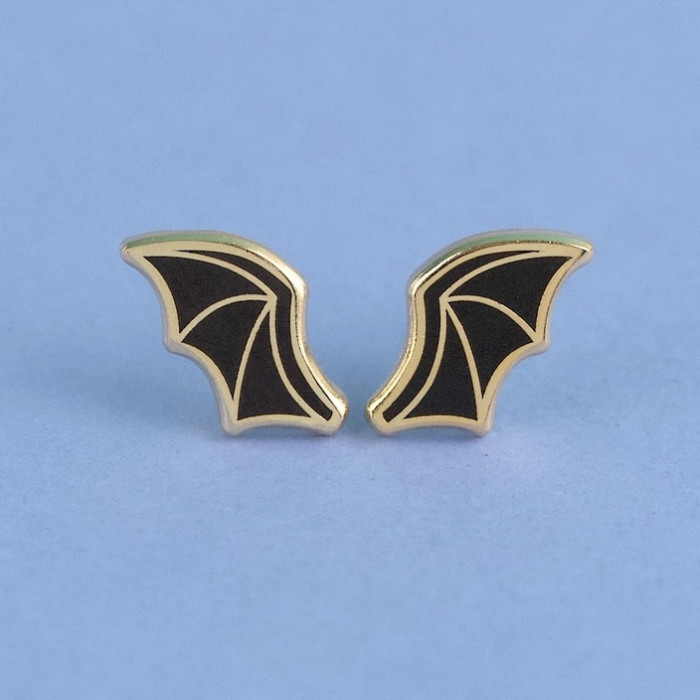 IttyBittyBatWingEnamelGoldPlateEarrings
