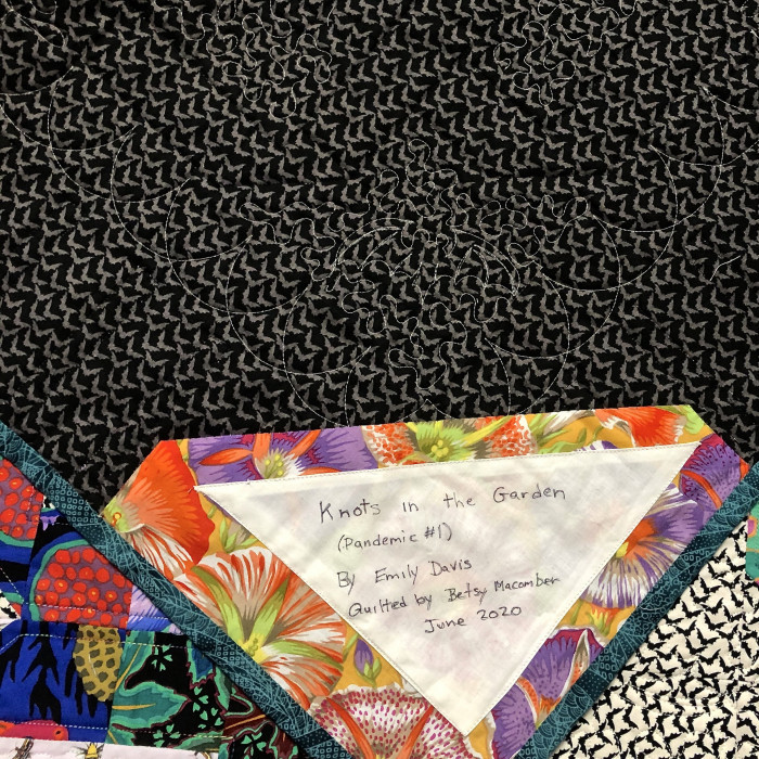 Knots In The Garden Bat Quilt By Emily Davis. 62 by 78 inches.