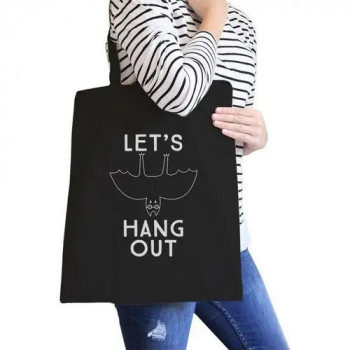 Let's Hang Out Bats Canvas Tote (Black)  - Product Image