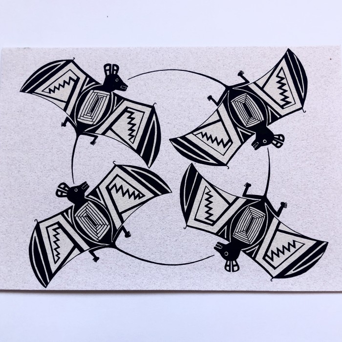 MimbresBatsFromCeremonialPotteryVintageNoteCard