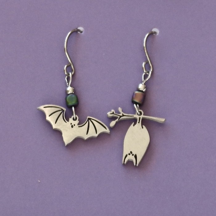 MismatchedBatsEarrings-StainlessSteel