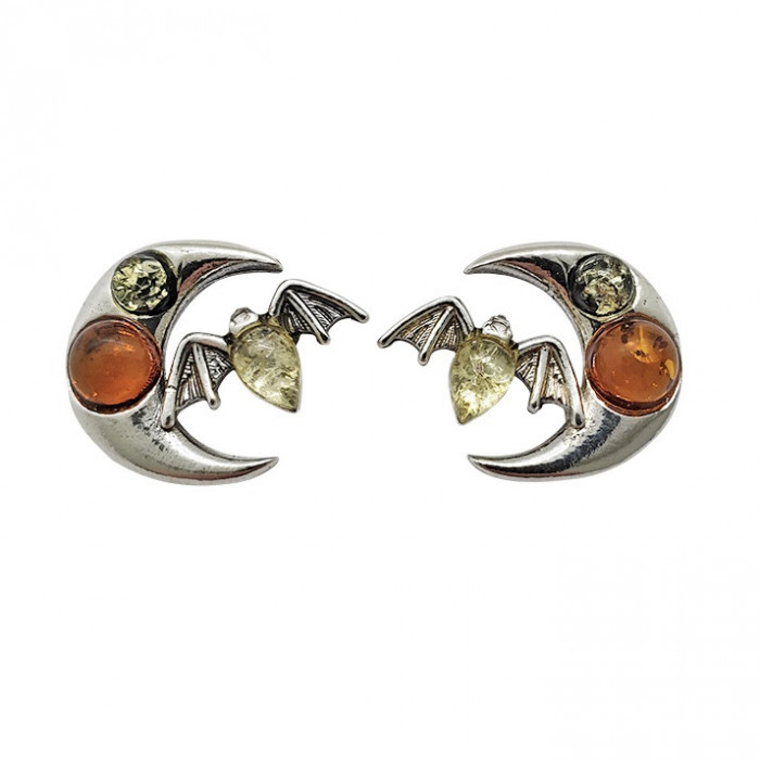 Multi-ColorAmberBatMoonStudEarringsOUTOFSTOCK