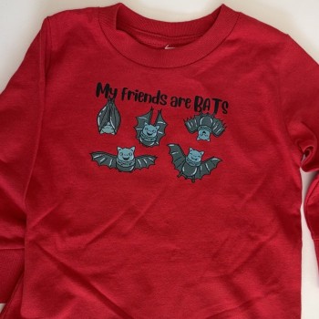 My Friends Are Bats Infant Red Long Sleeve Toddler Tees - Product Image