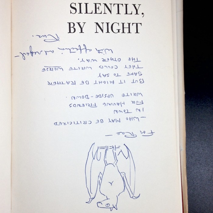 Silently, by night About the little-known but fascinating world of bats (Autographed & Inscribed)