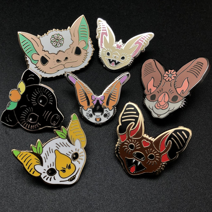 "Sky Puppies" Enamel Clutch Back Bat Pins (Sold Individually)