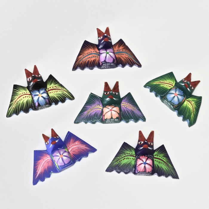 Small Oaxacan Carved Bat Figures By Diaz