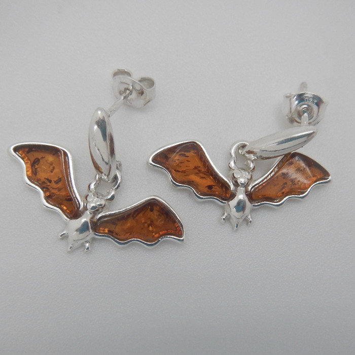 SterlingSilverandAmberWingedPostEarrings