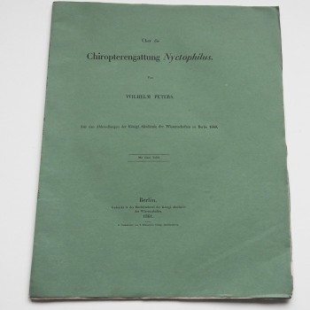 Uber die Chiropterengattung Nyctophilus  By Wilhelm Peters, 1861 - Product Image