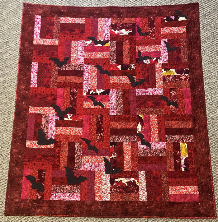 Twilight Emergence Bat Quilt 54 x 63 SOLD